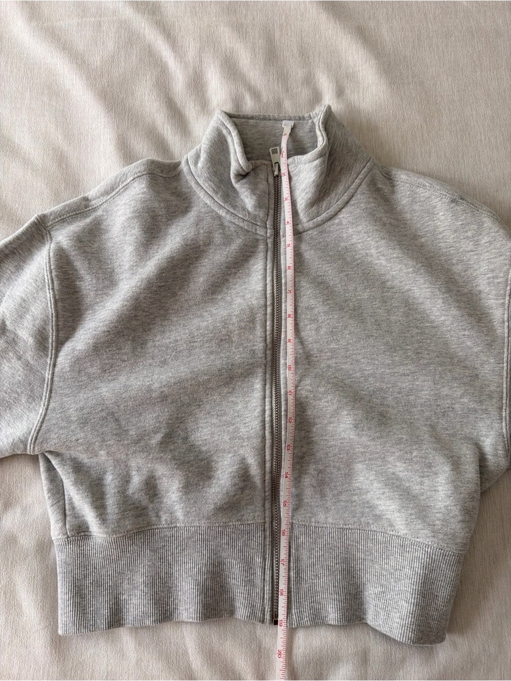 Dynamite Light Gray Cropped Zip Hoodie - Picture 5 of 5